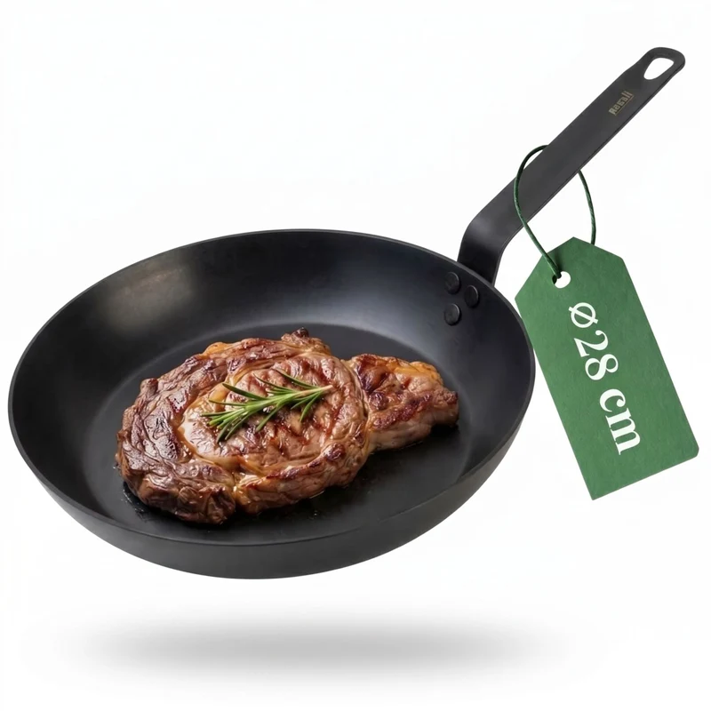 Poêle à frire Pasoli 28 cm - Poêle en acier au carbone pour tous types de cuisinières