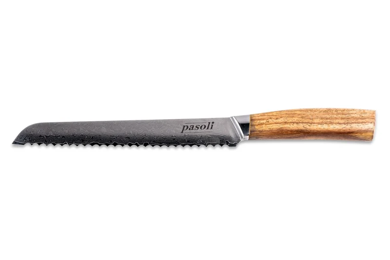 Couteau à pain Pasoli Damas 20 cm - Acier Damas de haute qualité avec noyau VG10