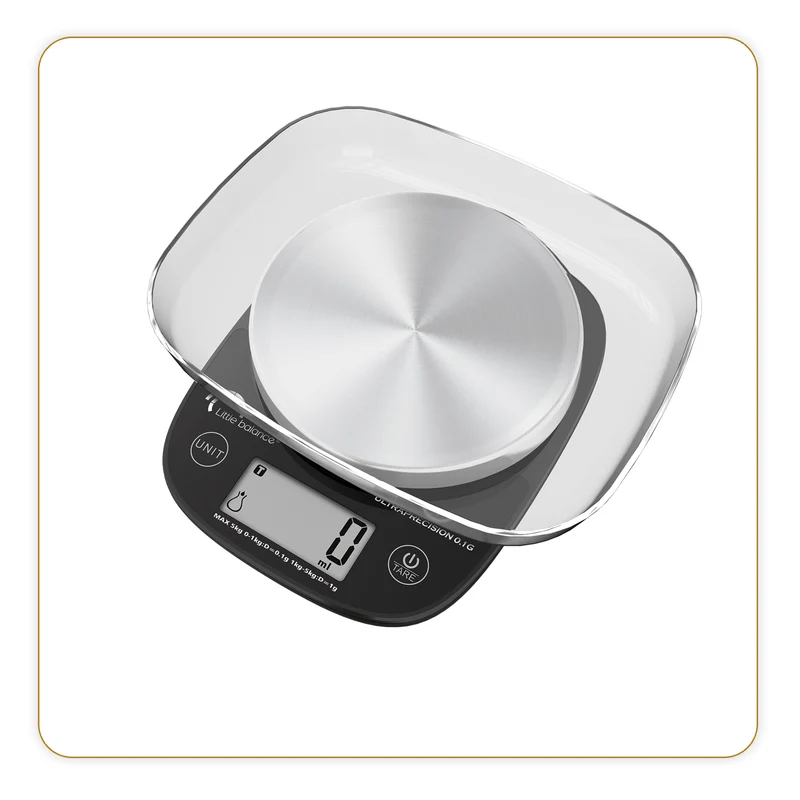 Balance de cuisine Pro Inox 5.1 Ultraprécision Noire, Sans pile USB, Avec bol