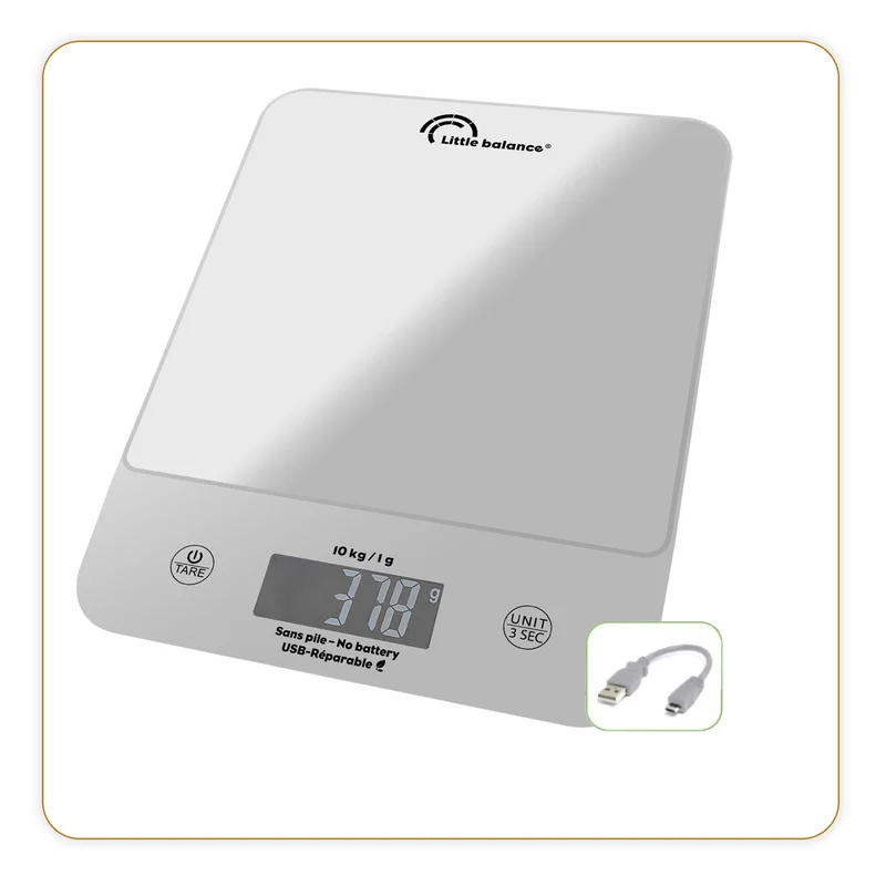 Balance de cuisine, Happy Genius 10 Silver USB, Sans pile