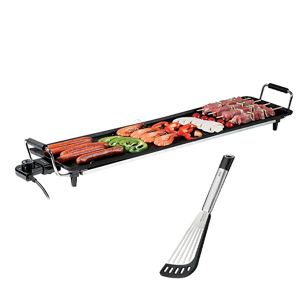 Lot plancha Teppan Yaki 90 cm DOM231 et spatule coudée Primeline