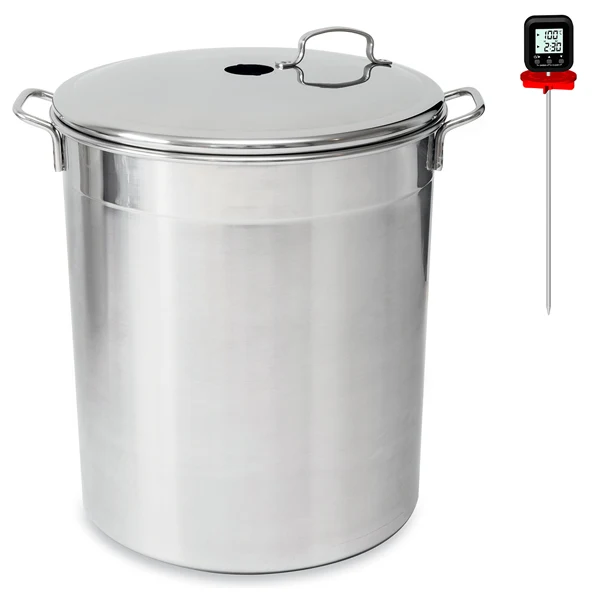 Lot bouilleur en inox 12 bocaux 37 L Guillouard et thermomètre digital à déclenchement automatique avec tige inox 25 cm Nogent
