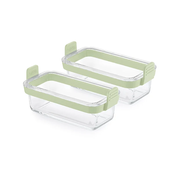 Set de 2 plats en verre rectangulaires pour friteuse à air chaud Lékué