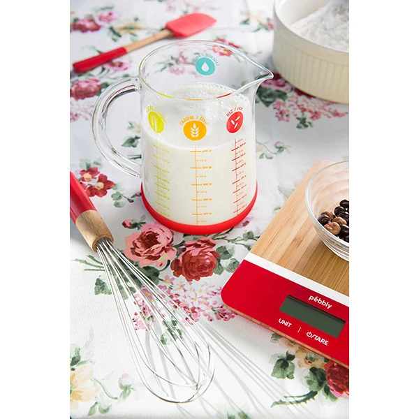 Pichet mesureur en verre et silicone 1 L Pebbly