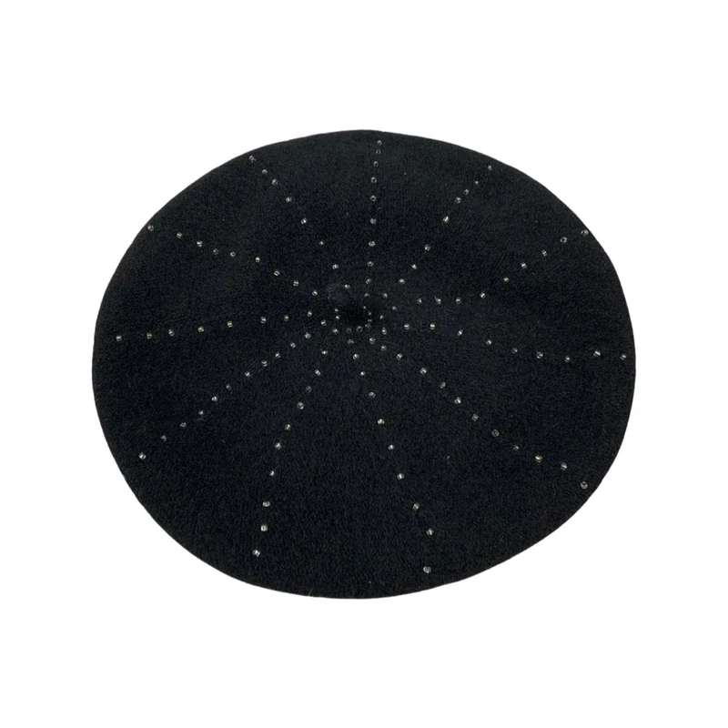 Vintage Beret Black Beaded