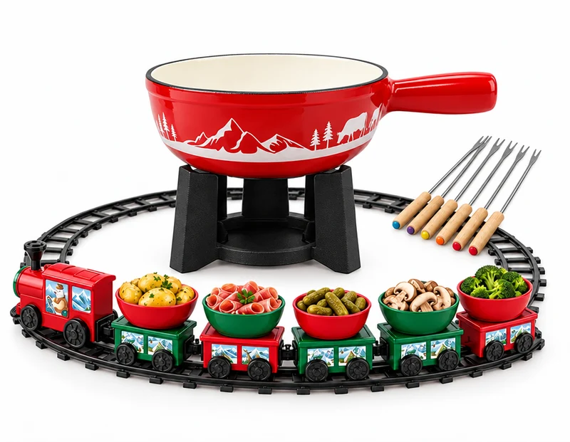 Lot de 1 appareil à fondue et 1 un train de table décoratif de Noël Fackelmann