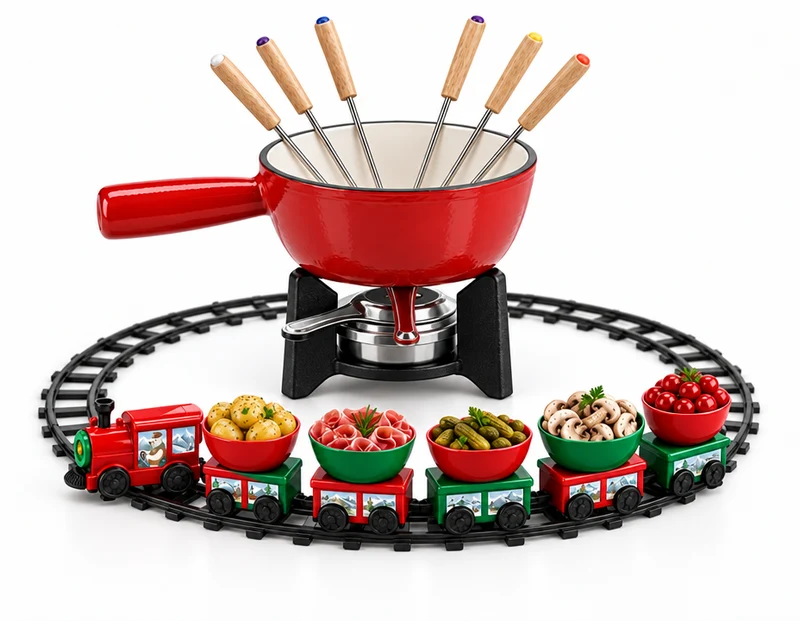 Lot de 1 appareil à fondue avec son petit train de table Fackelmann