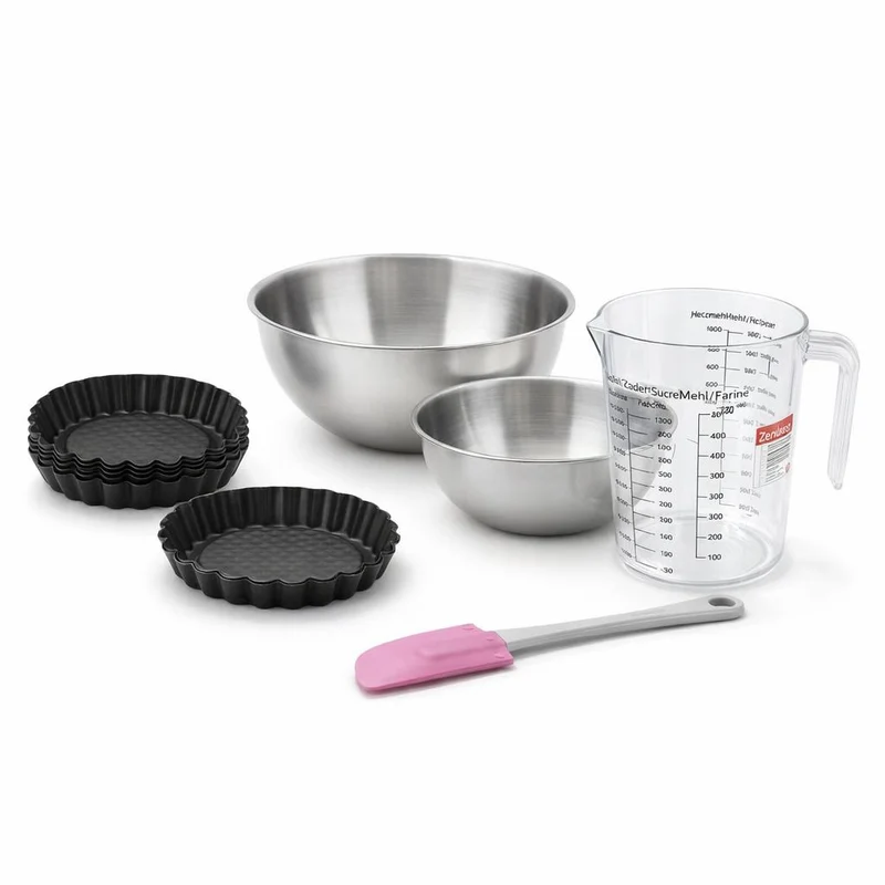 Set de 10 ustensiles de pâtisserie avec 6 moules à gâteaux 2 bols spatule et verre doseur Black metallic Black mettallic Zenker Black mettallic