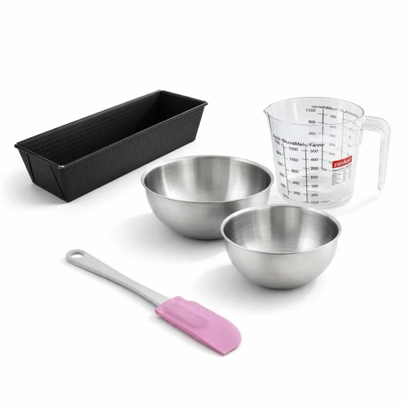 Set de 5 ustensiles de pâtisserie moule à gâteaux bols à mixer spatule en silicone et verre mesureur Black metallic Black mettallic Zenker Black mettallic