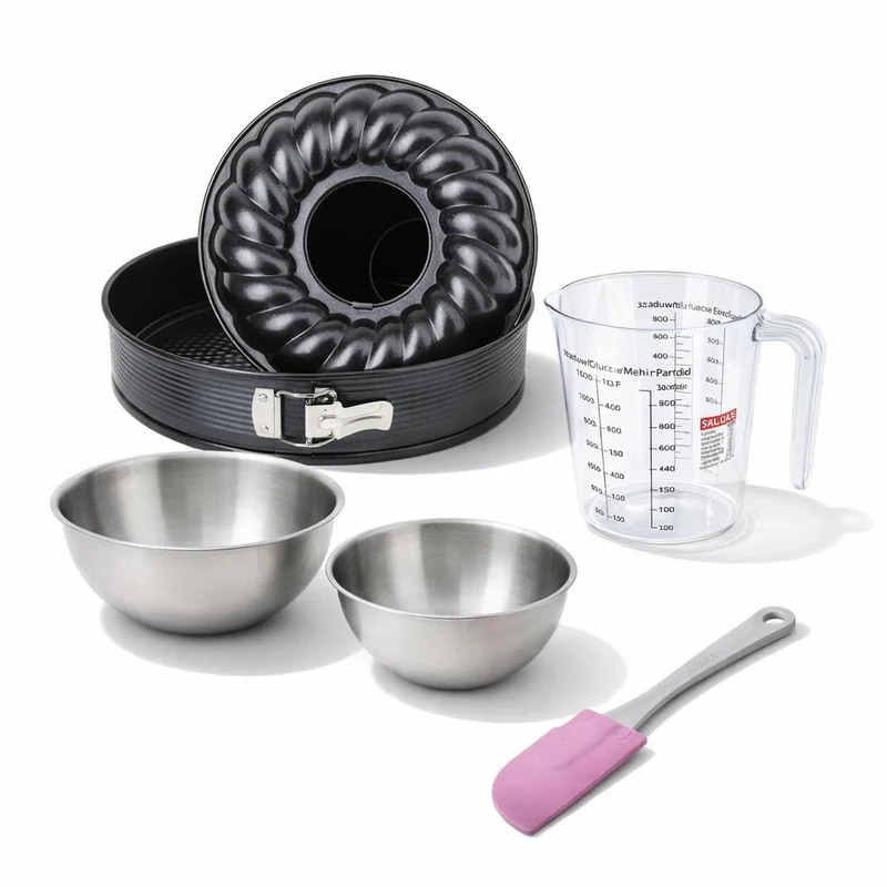 Set de 5 ustensiles de pâtisserie moule à manqué bol à mixer spatule de cuisine et verre doseur Black metallic Black mettallic Zenker Black mettallic