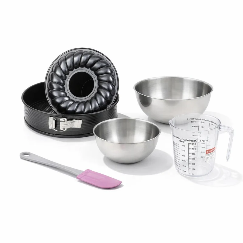 Set de 5 ustensiles de pâtisserie moule à manqué bol spatule et verre doseur Black metallic Black mettallic Zenker Black mettallic