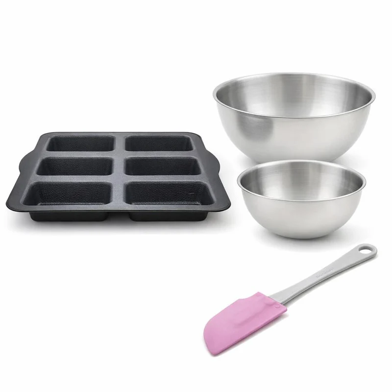 Set à pâtisserie 1 moule à financiers en silicone fibre de verre, 2 bols à mixer et 1 spatule Zenker Silicone