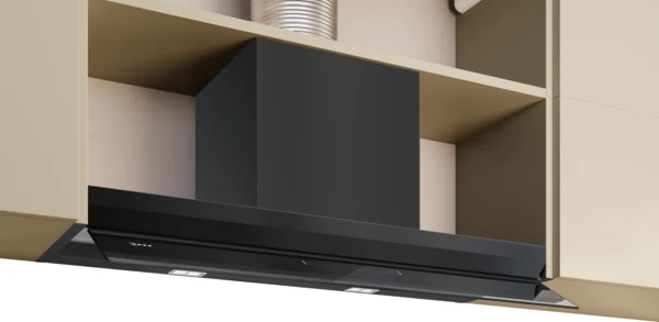 N 70, Hotte design intégré, 90 cm, Noir avec finition en verre, Noir mat NEFF D97XDP2S0