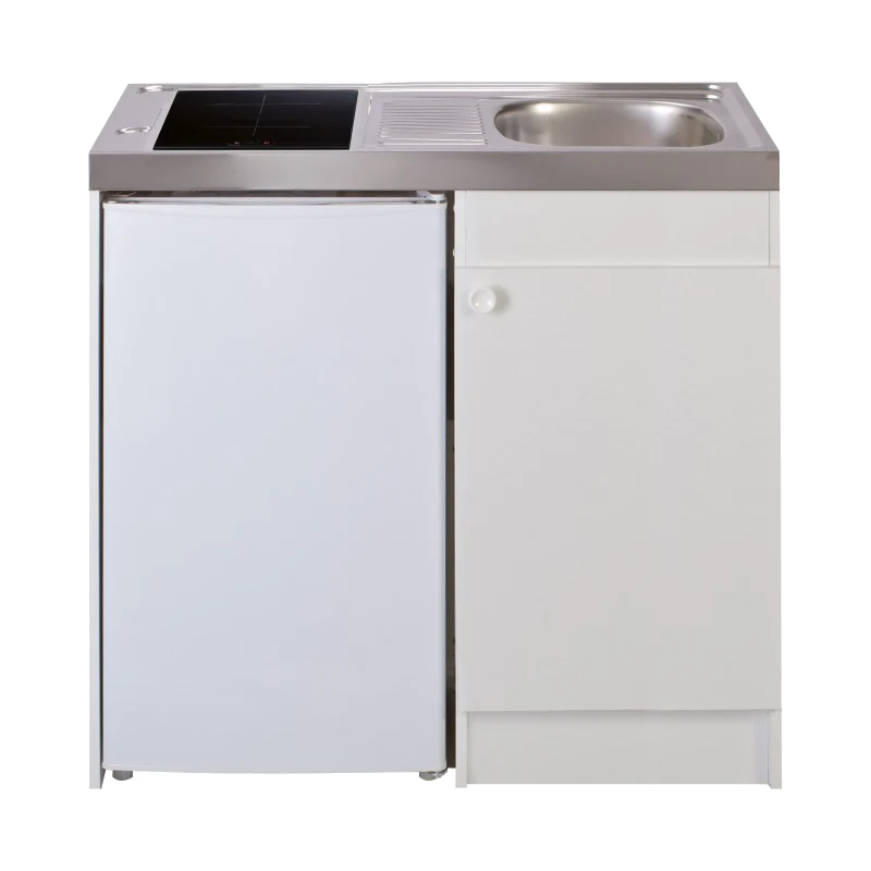 Kitchenette complète 100 cm + domino gaz + évier inox réversible + réfrigérateur top 4* 100M2P114DI