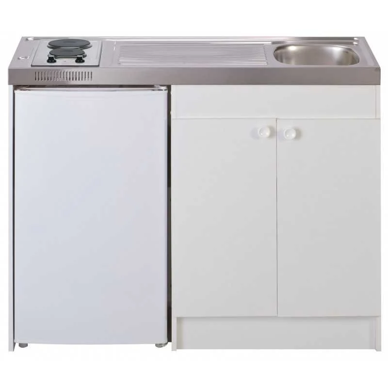 Kitchenette 140 cm + domino électrique + évier inox réversible + frigo top 4* 140M2P114DE