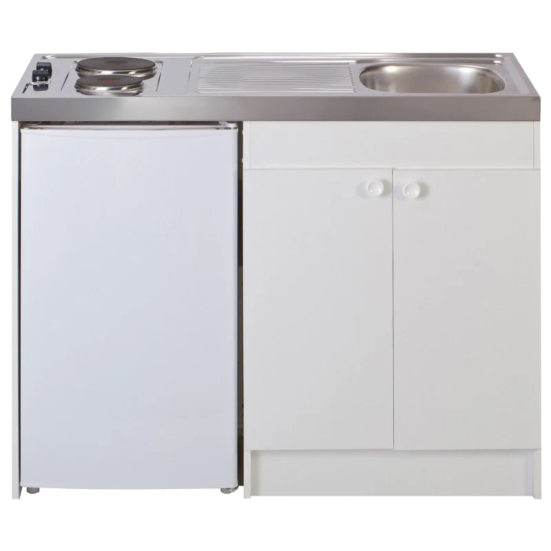 Kitchenette complète 120 cm + domino électrique + évier inox réversible + réfrigérateur top 4* 120M2P114DE