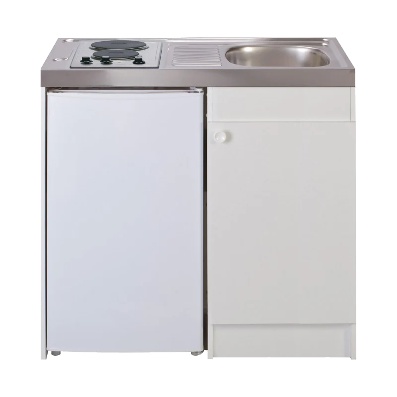 Kitchenette complète 100 cm domino gaz + évier inox réversible + réfrigérateur top 4* 100M2P114DEM