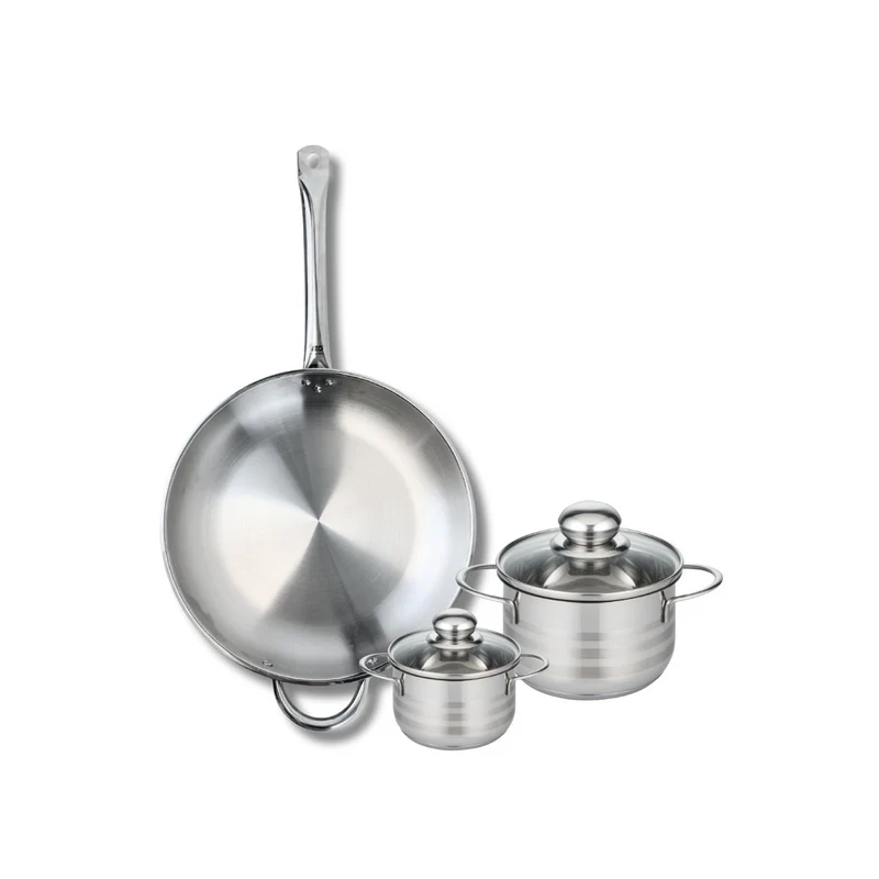 Ensemble de 1 Poêle de cuisson 32 cm et 2 faitouts 12 et 16 cm Elo Profi Brillant