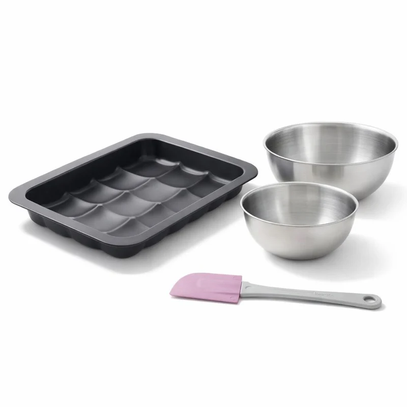 Lot avec 1 Moule 12 mini pains 36 x 27 cm, 1 spatule Zenker et 2 bols à mixer en inox Fackelmann