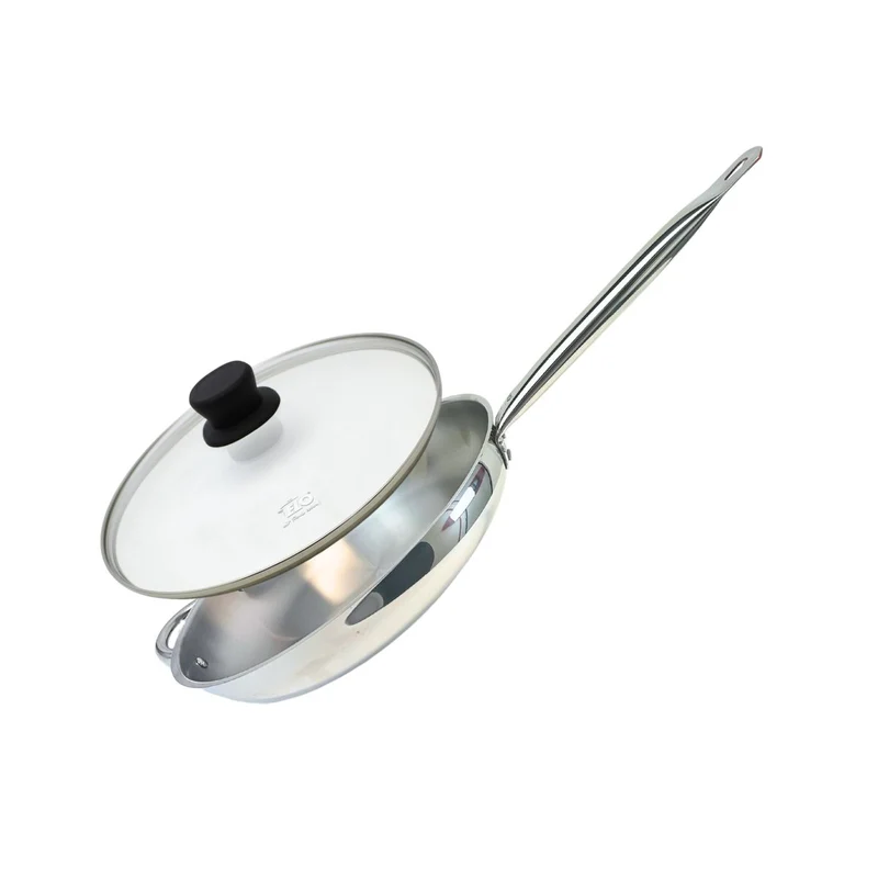 Poêle à frire 32 cm en inox 18/10 et couvercle en verre Elo Profi Therm