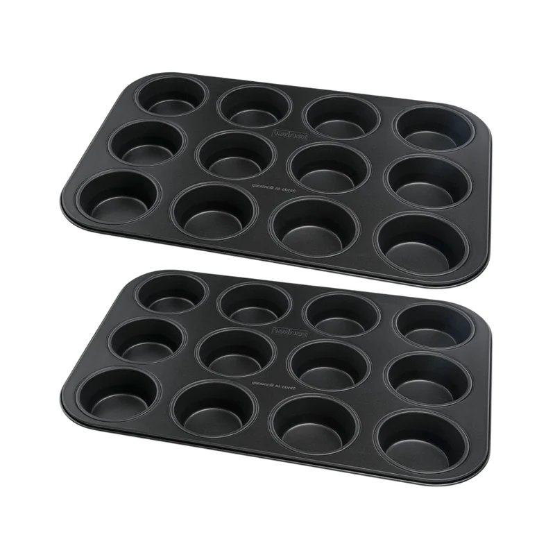 Lot de 2 moules à gâteaux 38,5/26,5/3 cm en acier Black metallic Black mettallic Zenker Black mettallic