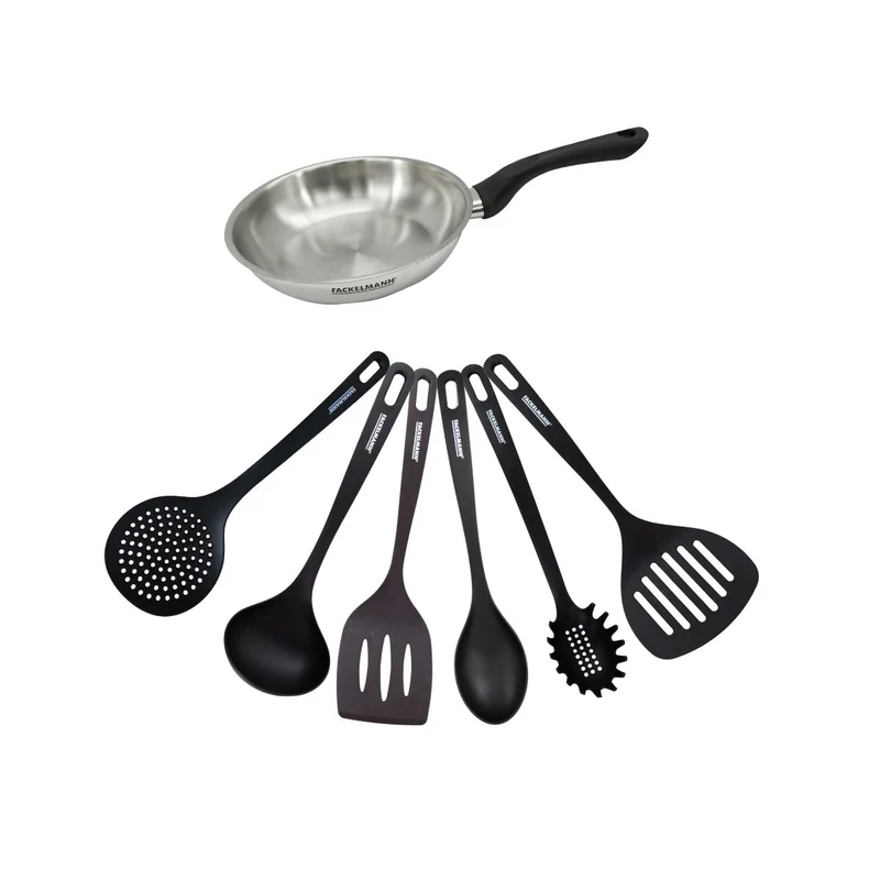 Set poêle 20 cm en inox et 6 ustensiles Fackelmann Geneva