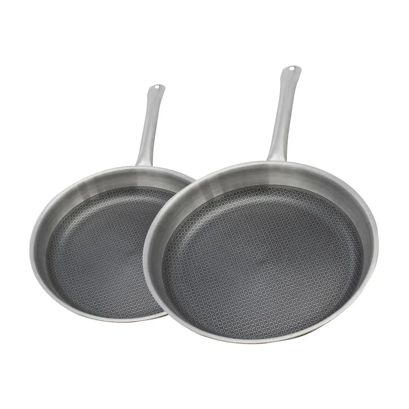Set de 2 poêles de cuisson 24/28 cm en inox avec revêtement antiadhésif sans PFAS Elo Relief Solution