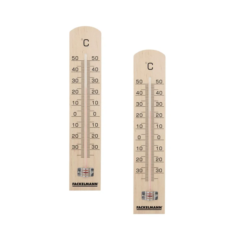 Ensemble de 2 Thermomètres intérieur et extérieur en bois Fackelmann Tecno