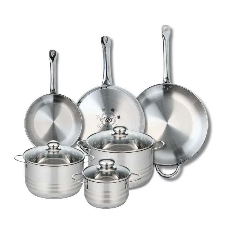 Ensemble de 3 Poêles de cuisson 24, 28 et 32 cm et 3 faitouts 16, 20 et 24 cm Elo Profi Brillant