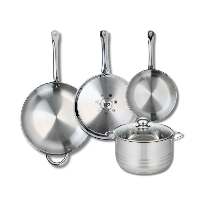 Ensemble de 3 Poêles de cuisson 24, 28 et 32 cm et 1 faitout 24 cm Elo Profi Brillant