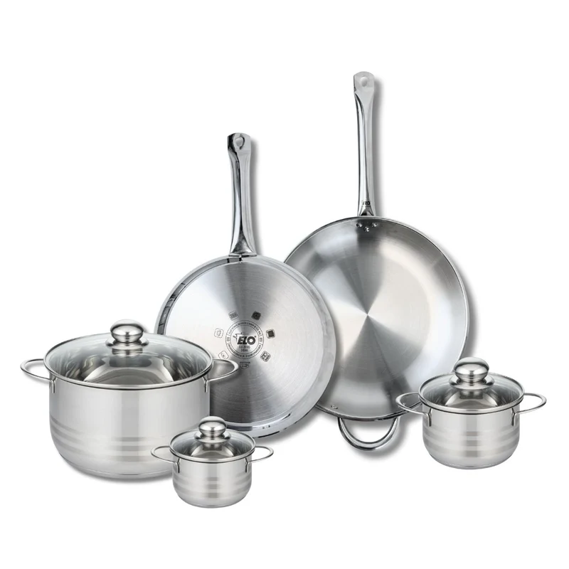 Ensemble de 2 Poêles de cuisson 28 et 32 cm et 3 faitouts 12, 14 et 24 cm Elo Profi Brillant