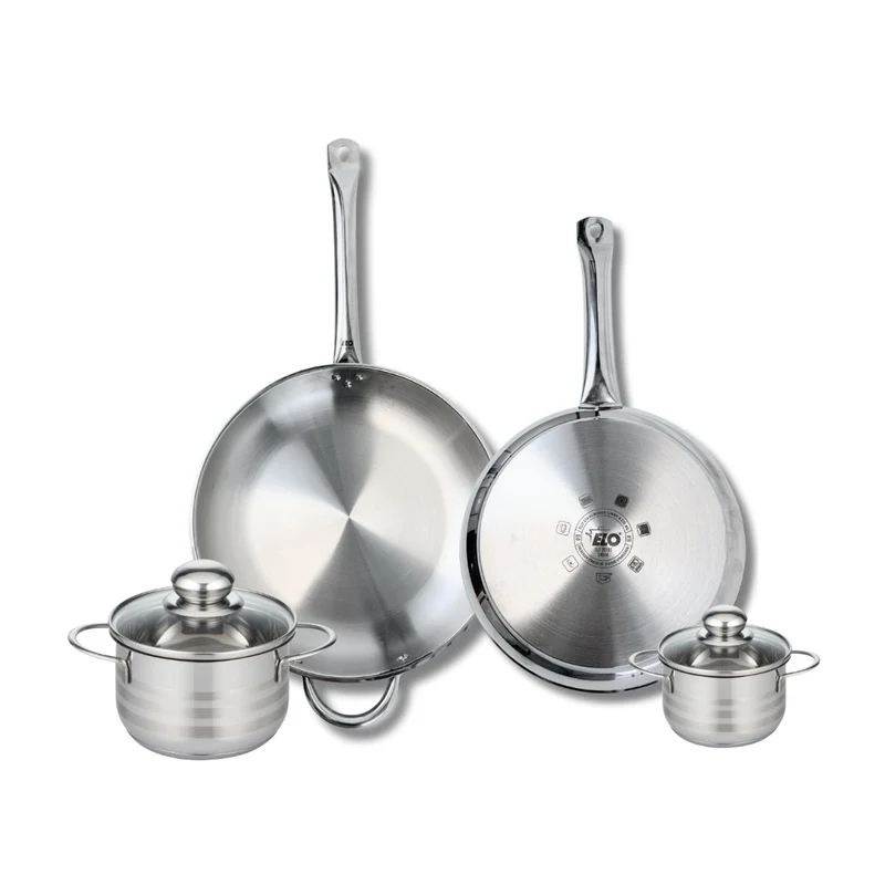 Ensemble de 2 Poêles de cuisson 28 et 32 cm et 2 faitouts 12 et 16 cm Elo Profi Brillant