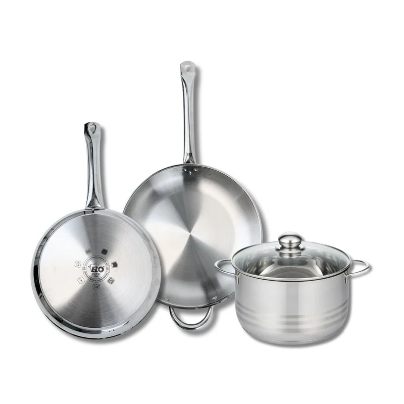 Ensemble de 2 Poêles de cuisson 28 et 32 cm et 1 faitout 24 cm Elo Profi Brillant