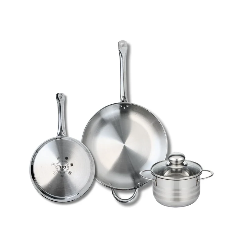 Ensemble de 2 Poêles de cuisson 24 et 32 cm et 1 faitout 16 cm Elo Profi Brillant