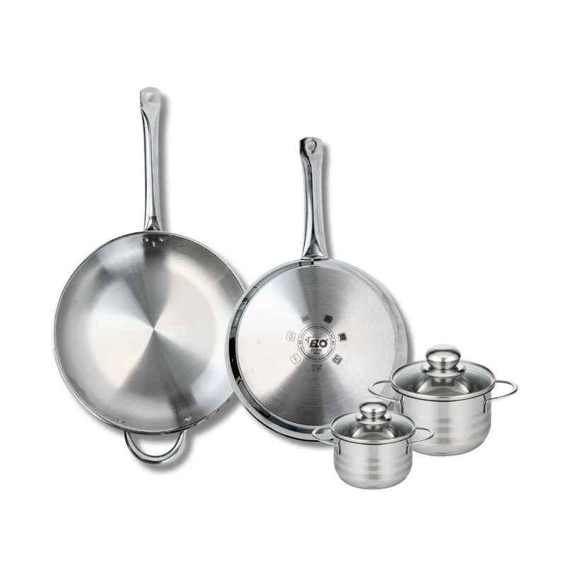 Ensemble de 2 Poêles de cuisson 28 et 32 cm et 2 faitouts 12 et 14 cm Elo Profi Brillant