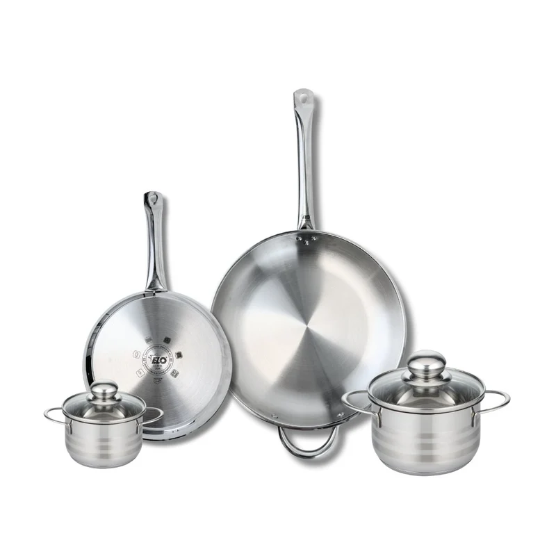 Ensemble de 2 Poêles de cuisson 24 et 32 cm et 2 faitouts 12 et 16 cm Elo Profi Brillant