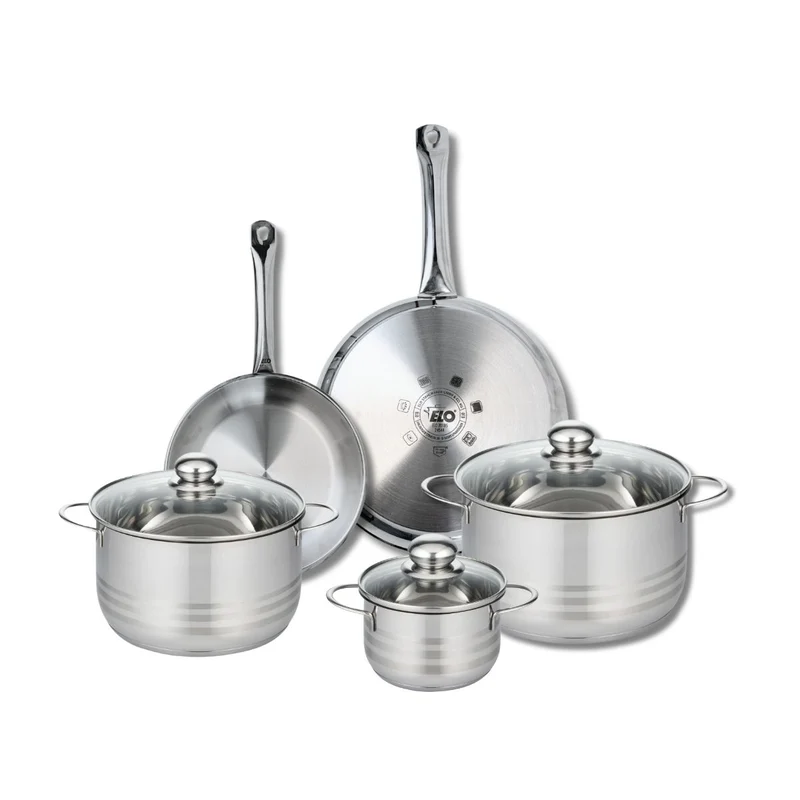 Ensemble de 2 Poêles de cuisson 24 et 28 cm et 3 faitouts 14, 20 et 24 cm Elo Profi Brillant