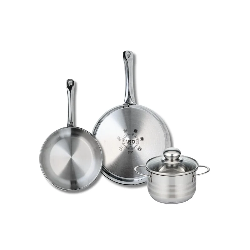 Ensemble de 2 Poêles de cuisson 24 et 28 cm et 1 faitout 16 cm Elo Profi Brillant