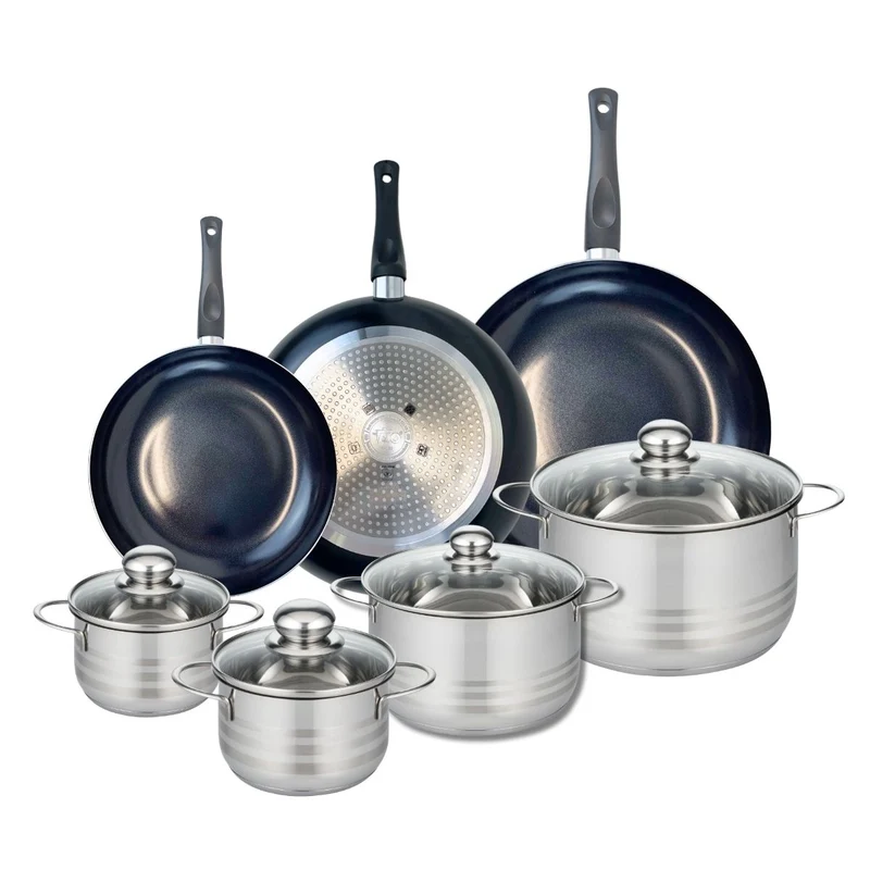 Ensemble de 3 Poêles de cuisson 24, 28 et 32 cm et 4 faitouts 14, 16, 20 et 24 cm Elo Prima Brillant