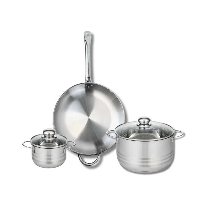 Ensemble de 1 Poêle de cuisson 32 cm et 2 faitouts 14 et 24 cm Elo Profi Brillant