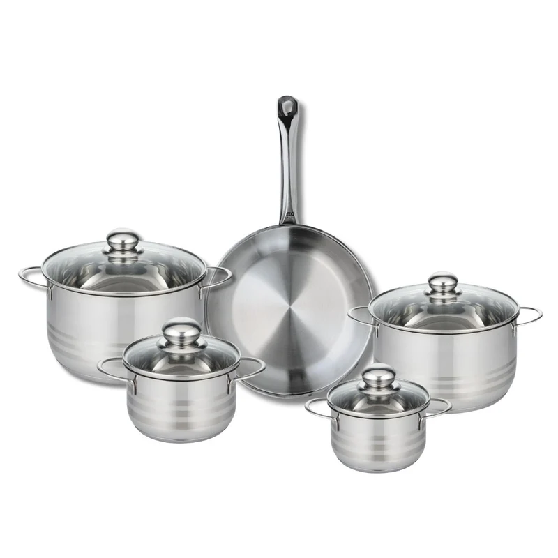 Ensemble de 1 Poêle de cuisson 28 cm et 4 faitouts 14, 16, 20 et 24 cm Elo Profi Brillant