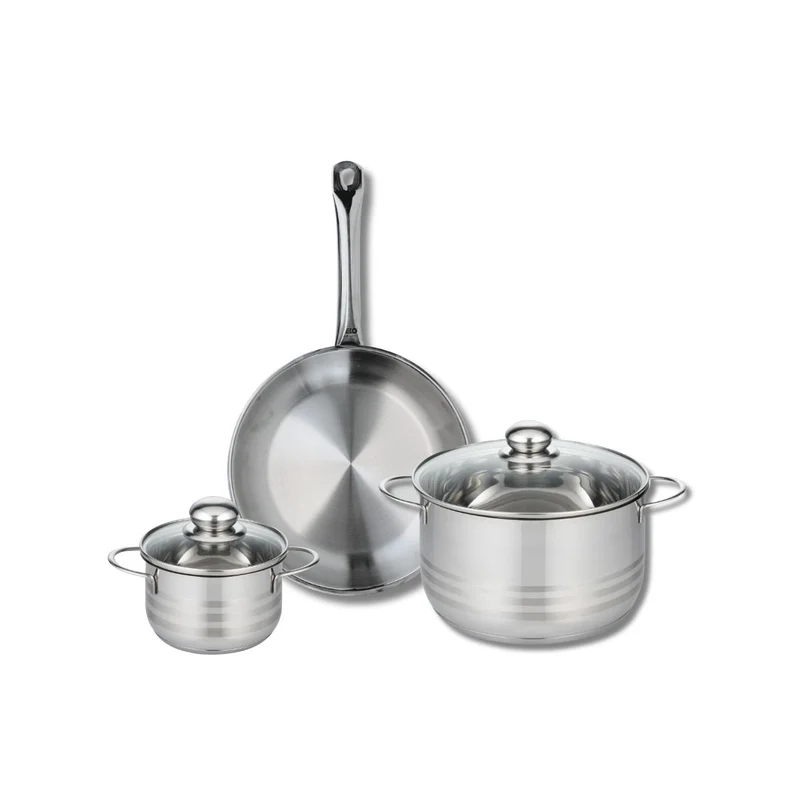 Ensemble de 1 Poêle de cuisson 28 cm et 2 faitouts 14 et 24 cm Elo Profi Brillant