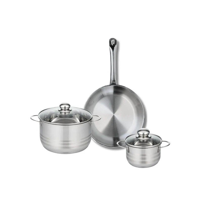 Ensemble de 1 Poêle de cuisson 28 cm et 2 faitouts 14 et 20 cm Elo Profi Brillant