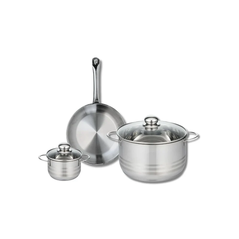 Ensemble de 1 Poêle de cuisson 24 cm et 2 faitouts 12 et 24 cm Elo Profi Brillant