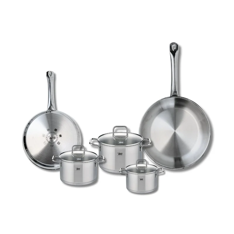 Set de 2 Poêles de cuisson 24 et 28 cm et 3 faitouts 12, 14 et 16 cm Elo Profi Citrin