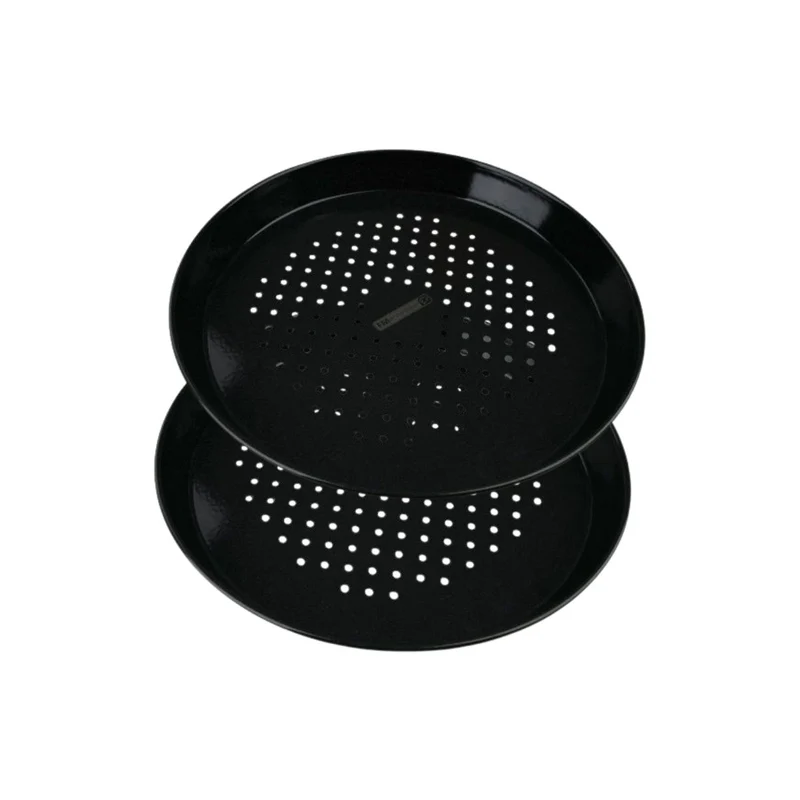 Lot de 2 plaques à pizza perforées rondes, four et barbecue 32 cm FM Professional Barbecue