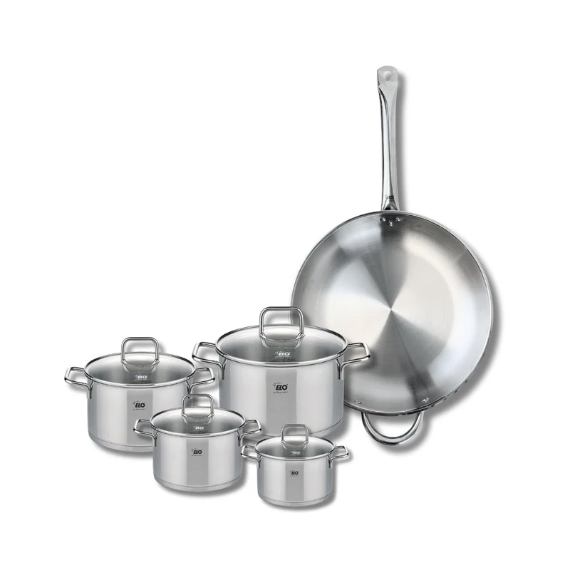Set de 1 Poêle de cuisson 32 cm et 4 faitouts 12, 14, 16 et 20 cm Elo Profi Citrin