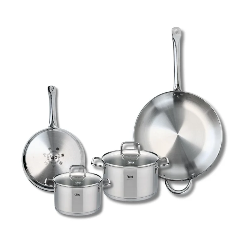 Ensemble de 2 Poêles de cuisson 24 et 32 cm et 2 faitouts 16 et 20 cm Elo Profi Citrin