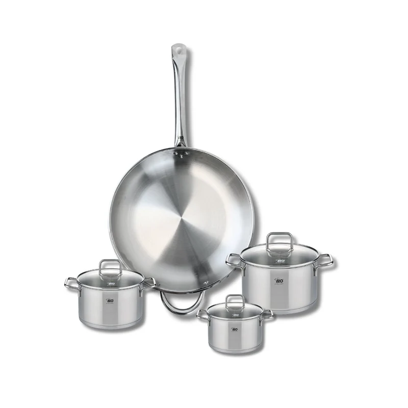 Ensemble de 1 Poêle de cuisson 32 cm et 3 faitouts 12, 14 et 16 cm Elo Profi Citrin