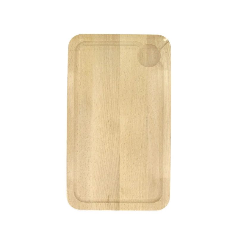 Planche à découper, hêtre avec rigolle et collecteur de sang 34 x 20 cm, par 2 FM Professional Gourmet édition